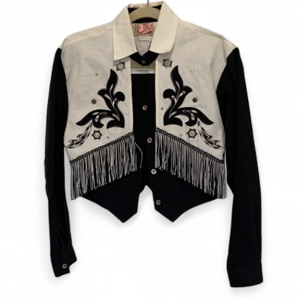 Vintage Tops - Vintage 1849 Ranchwear Cropped Western Long Sleeve Button Shirt